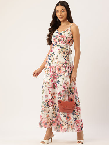 Floral Printed Fit & Flare Maxi Dress